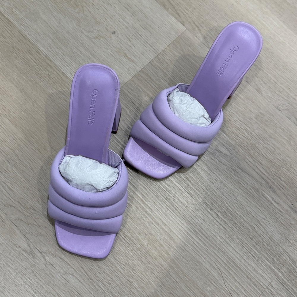 Open Edit Purple Spray Heels